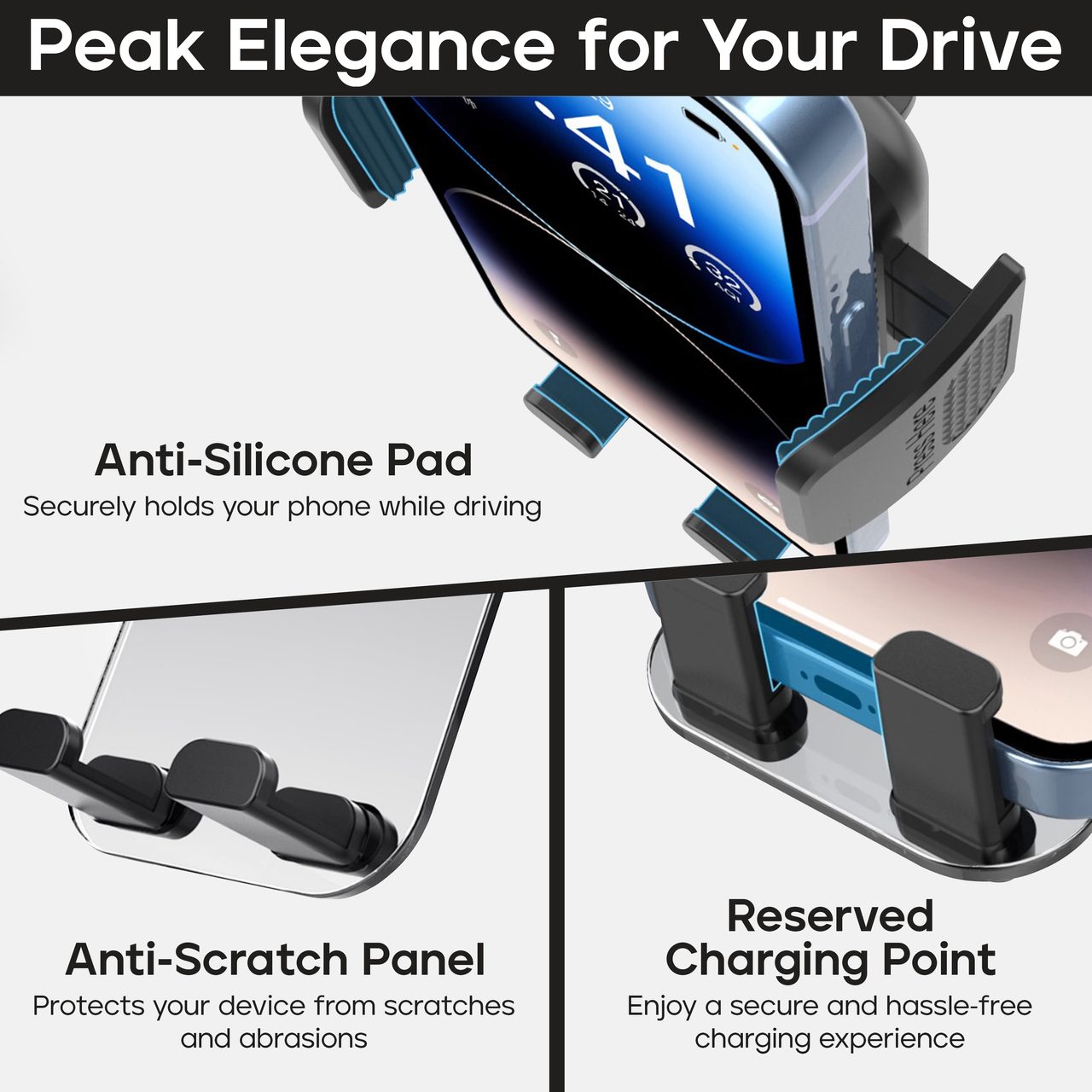 Anti-silicone pad, anti-scratch panel, reserved charging point