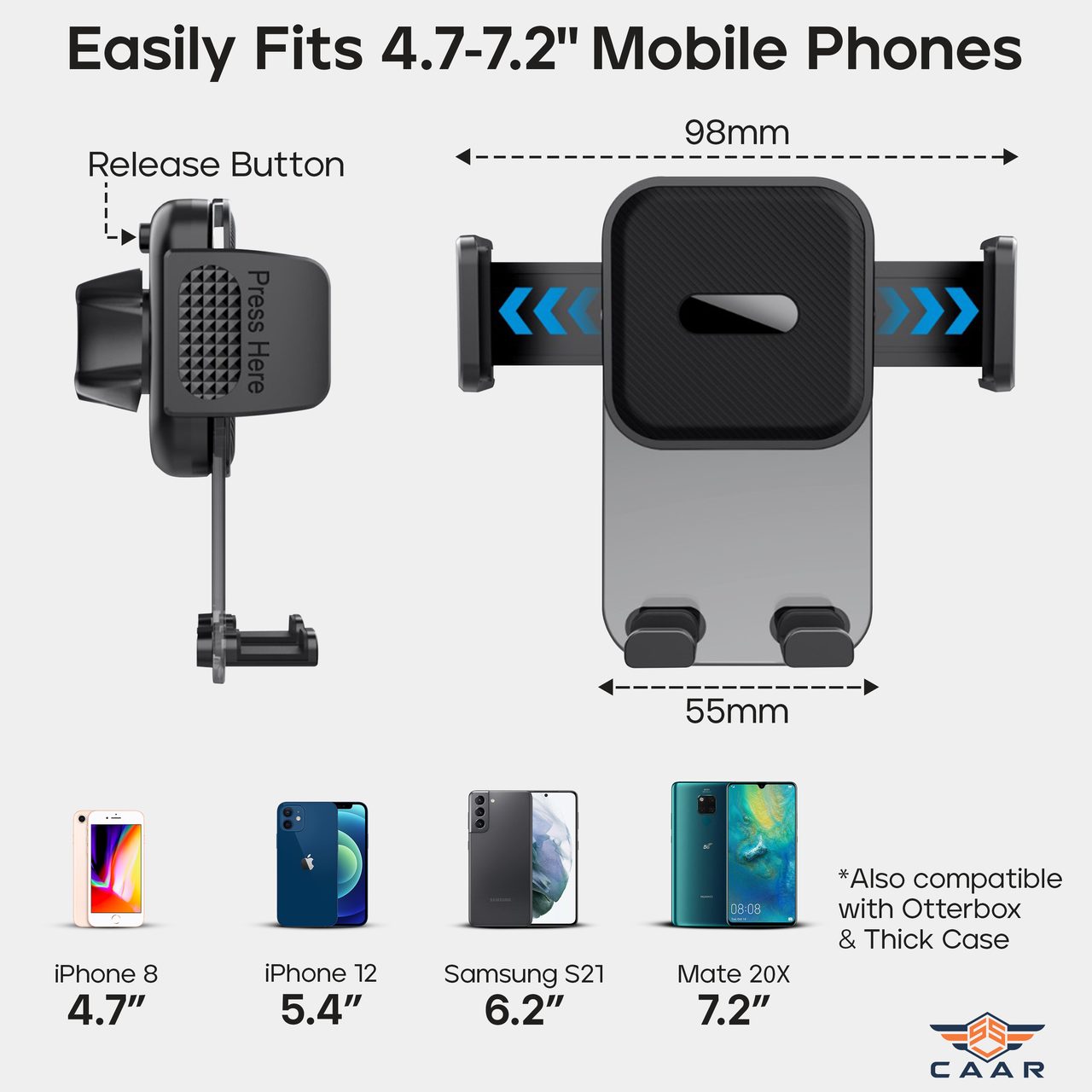 Fits 4.7 to 7.2 inch mobile phones